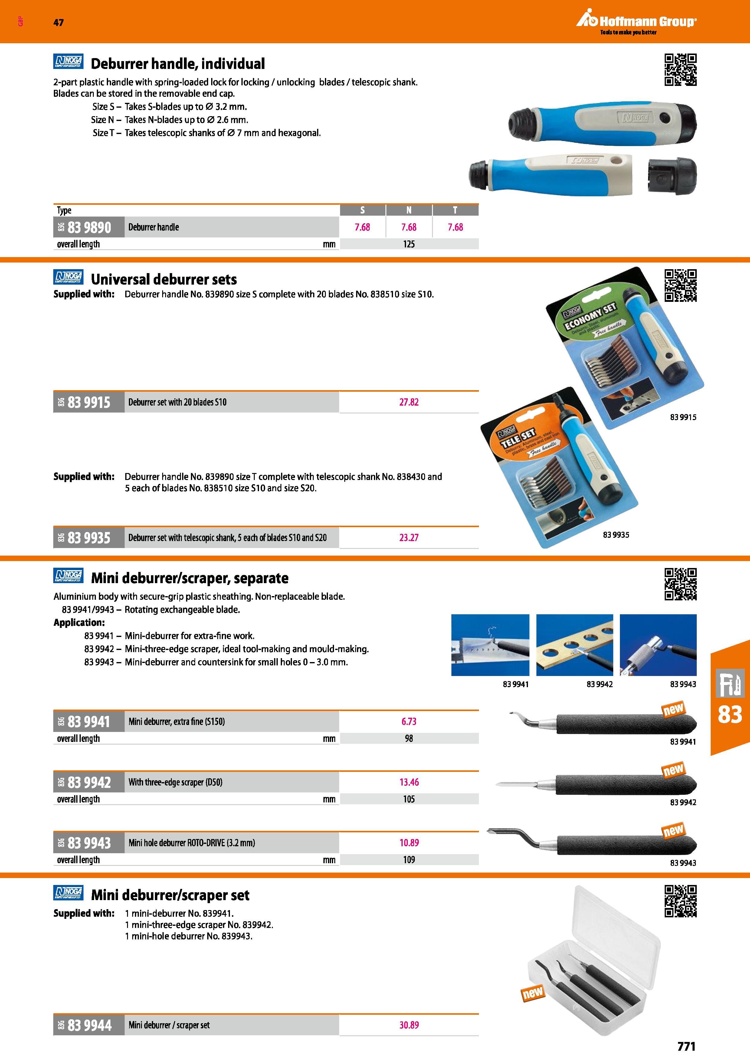 771 Hoffmann Group 47 llll Deburrer handle, individual 2-part plastic handle with spring-loaded lock for locking / unlocking blades / telescopic shan Каталог HOFFMANN GROUP 2016 Ручной слесарно-монтажный и измерительный инструмент и оборудование от комплексного поставщика промышленных предприятий Вер. 47 Англ. Стр. 771