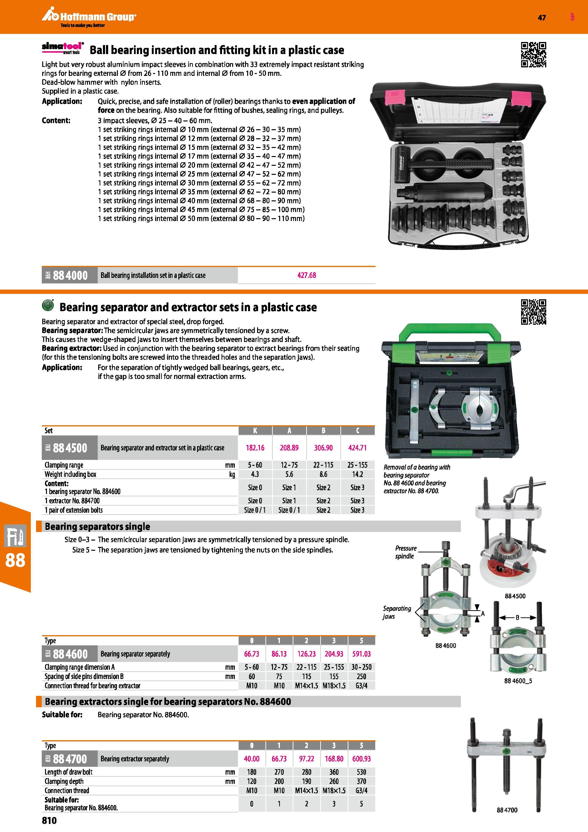 810 Hoffmann Group 47 Ball bearing insertion and fitting kit in a plastic case Light but very robust aluminium impact sleeves in combination with 33 Каталог HOFFMANN GROUP 2016 Ручной слесарно-монтажный и измерительный инструмент и оборудование от комплексного поставщика промышленных предприятий Вер. 47 Англ. Стр. 810