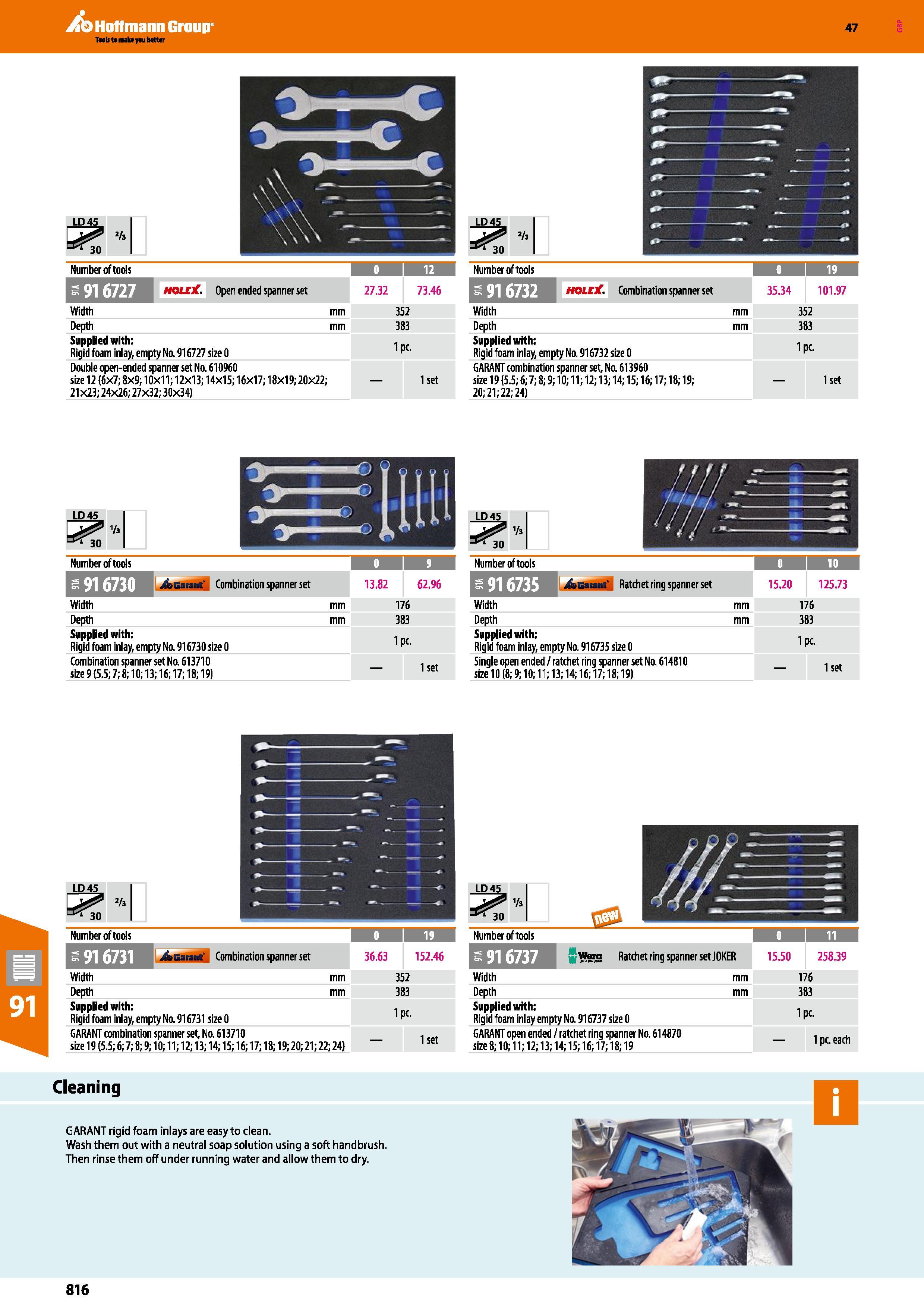 816 Hoffmann Group 47 LD45 CRT LD45 2h Number of tools 12 Number of tools am o i 19 HOLCX Open ended spanner set 27 32 73 46 ht 11ilifM hole/ Combina Каталог HOFFMANN GROUP 2016 Ручной слесарно-монтажный и измерительный инструмент и оборудование от комплексного поставщика промышленных предприятий Вер. 47 Англ. Стр. 816