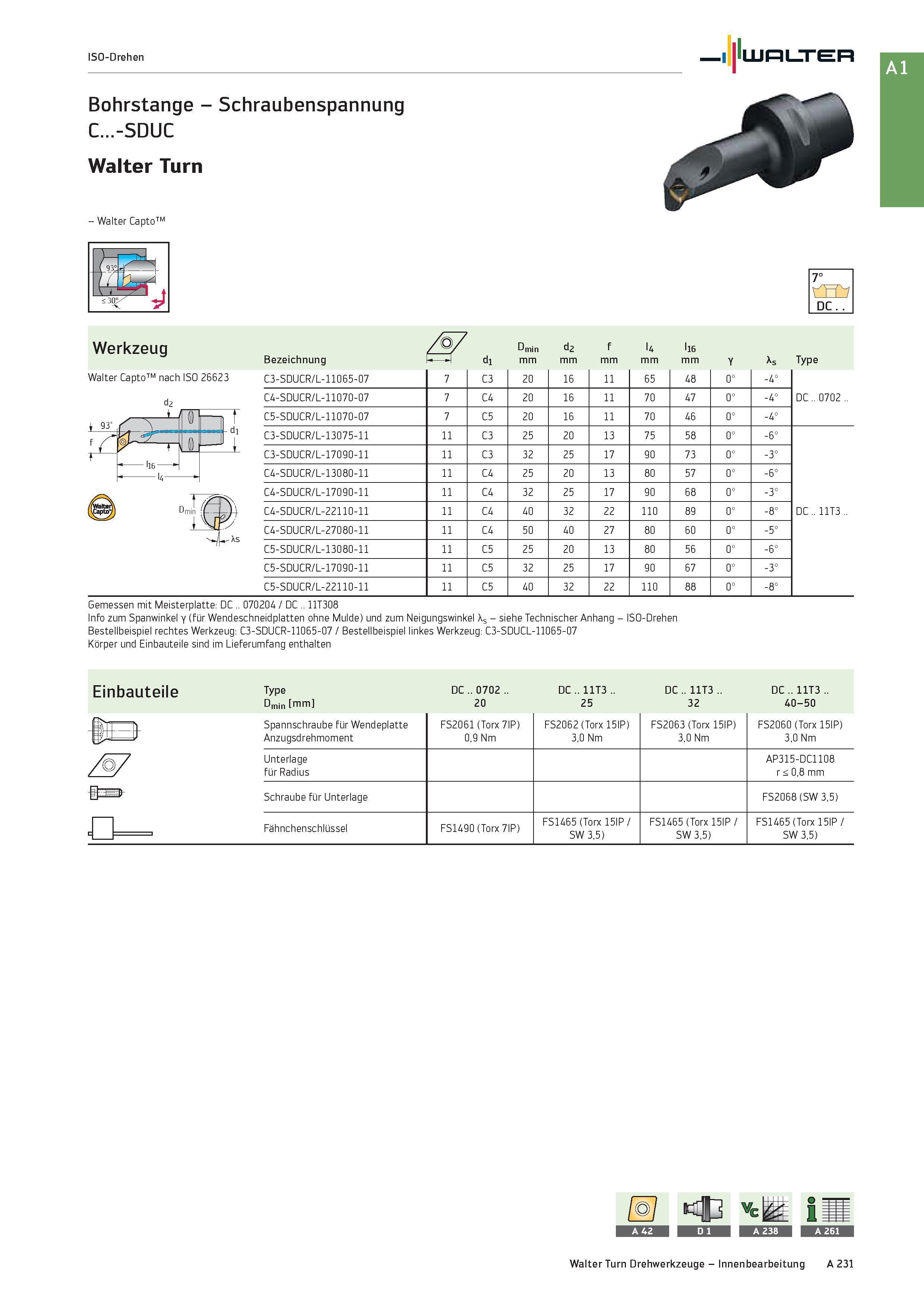 247 ISO-Drehen Bohrstange - Schraubenspannung C -SDUC Walter Turn - Walter Capto Werkzeug Walter Capto nach ISO 26623 d2 7° y Dc Bezeichnung /q7 dl D Каталог WALTER 2016 Общий Инструмент станочный режущий и инструментальная оснастка Фрезы монолитные и сборные с твердосплавными сменными пластинами Сверла Резцы Оправки Стр. A231