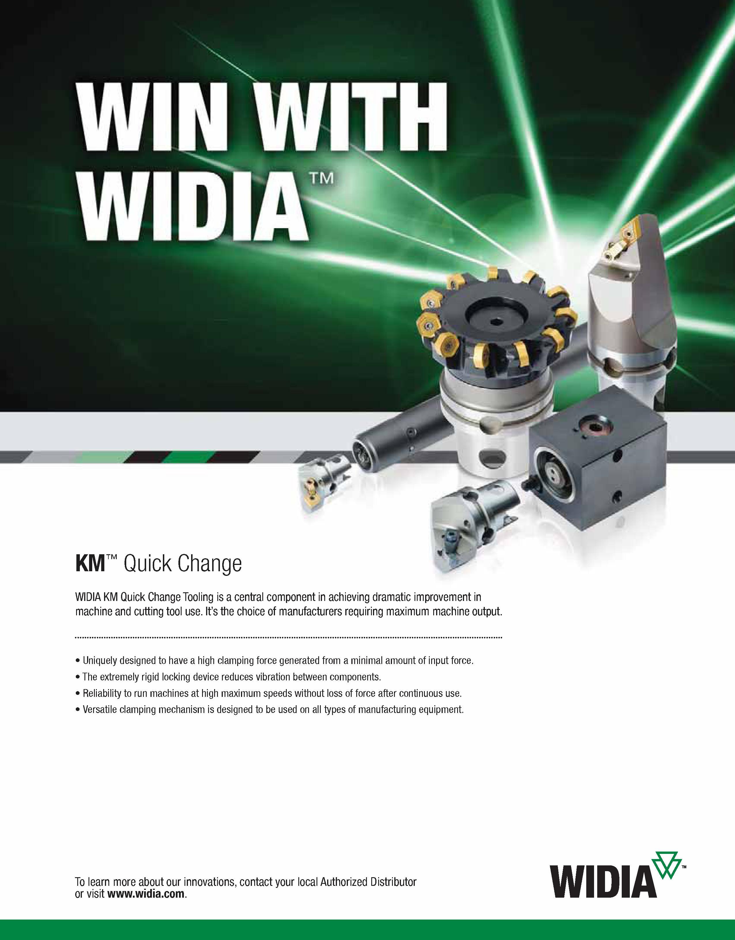 627 KM Quick Change WIDIA KM Quick Change Tooling is a central component in achieving dramatic improvement in machine and cutting tool use It’s the c Каталог WIDIA 2011 Инструментальная оснастка для металлорежущих станков Вспомогательный инструмент для оборудования Адаптеры Насадки Оправки Патроны Стр. D19 ENG