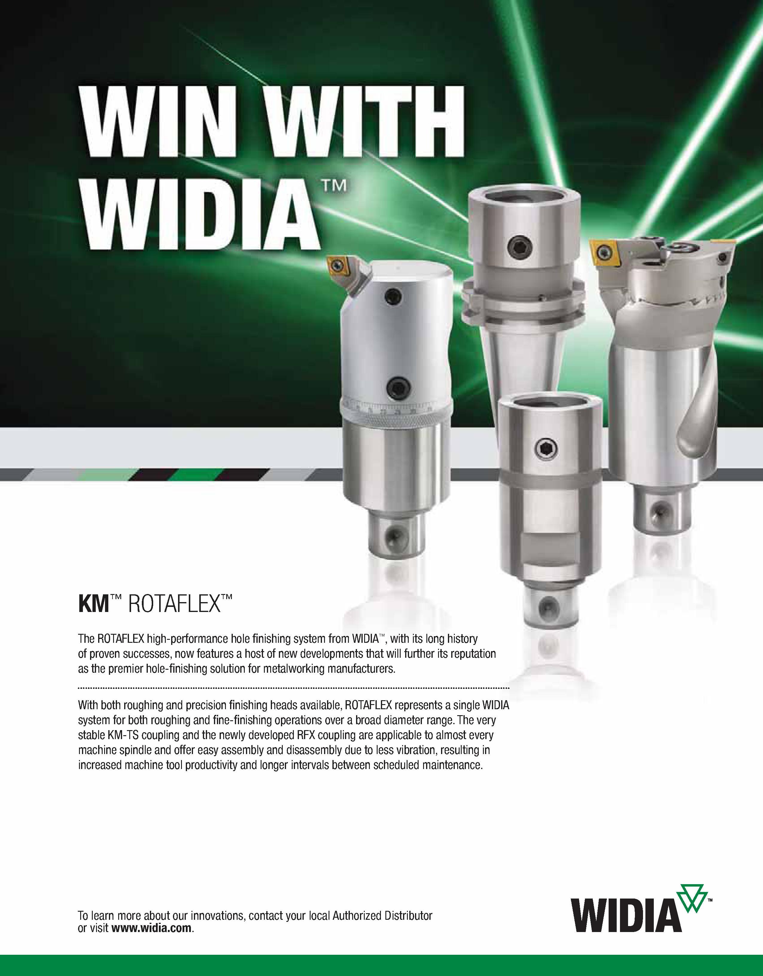 665 KM ROTAFLEX The ROTAFLEX high-performance hole finishing system from WIDIA , with its long history of proven successes, now features a host of ne Каталог WIDIA 2011 Инструментальная оснастка для металлорежущих станков Вспомогательный инструмент для оборудования Адаптеры Насадки Оправки Патроны Стр. D57 ENG
