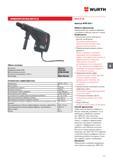 375 ПЕРФОРАТОР WURTH SDS MAX BMH 45 XE BMH 45-XE Сила единичного удара ударное сверление долбление 2-13 15 Дж Возможный диапазон сверления в бетоне 12-45 мм Рекомендуемый диа Каталог WURTH 2015 Инструмент Материалы Крепеж Оборудование Стр. 375
