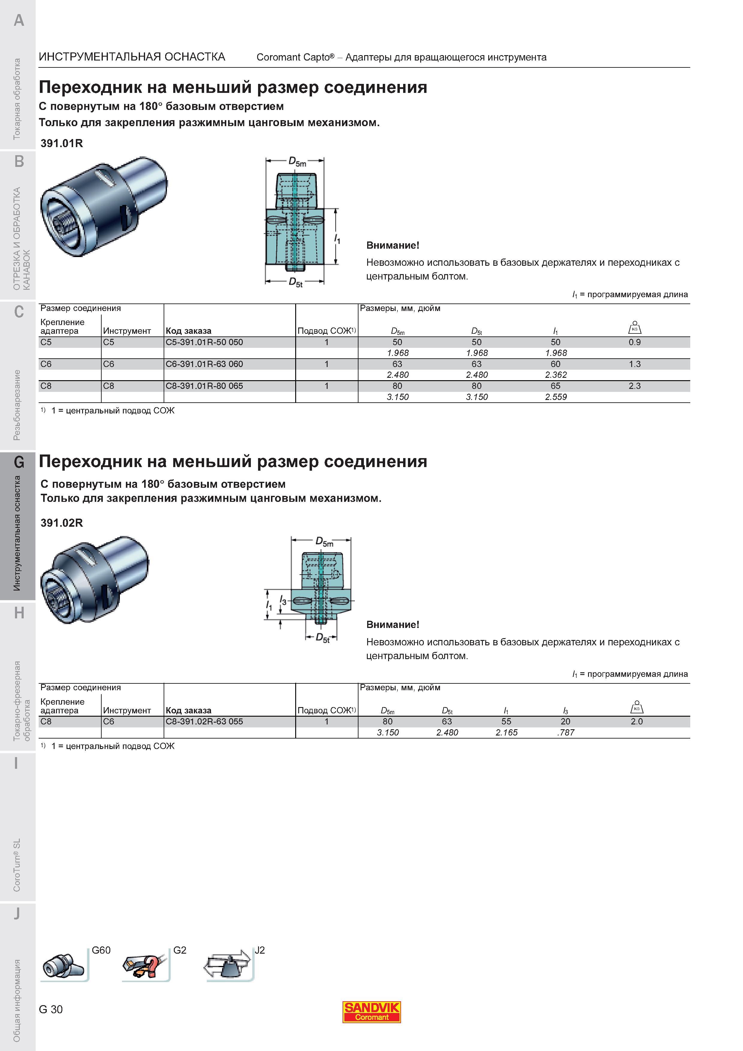706  Каталог SANDVIK COROMANT 2011 Токарный инструмент и инструментальная оснастка для металлорежущих станков и обрабатывающих центров с ЧПУ Стр. G30