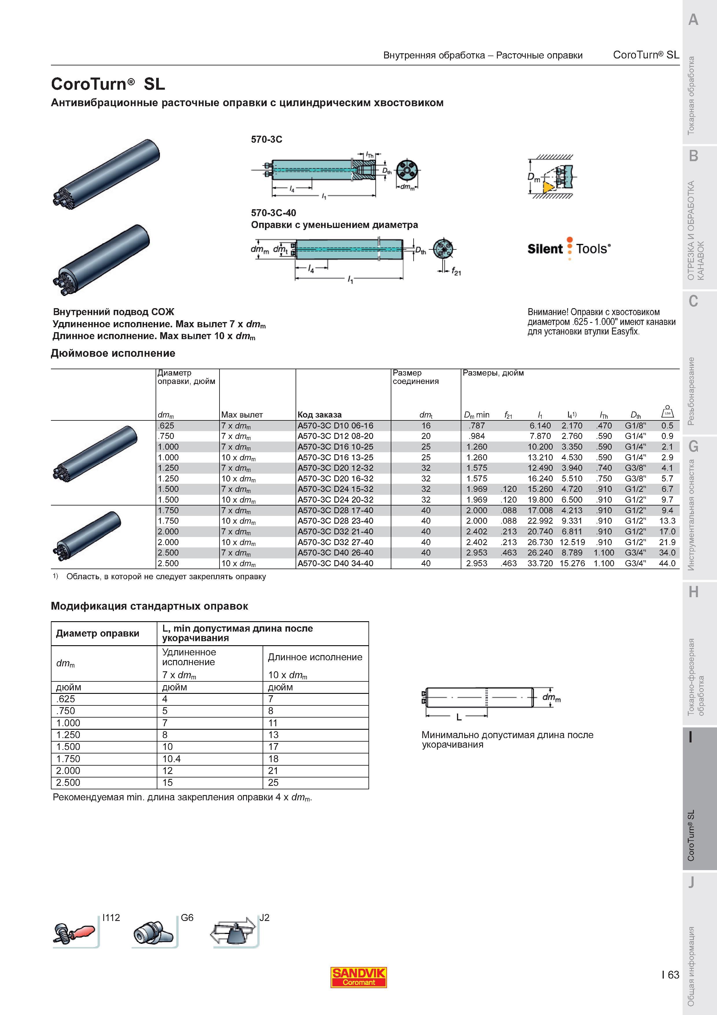 835  Каталог SANDVIK COROMANT 2011 Токарный инструмент и инструментальная оснастка для металлорежущих станков и обрабатывающих центров с ЧПУ Стр. I63