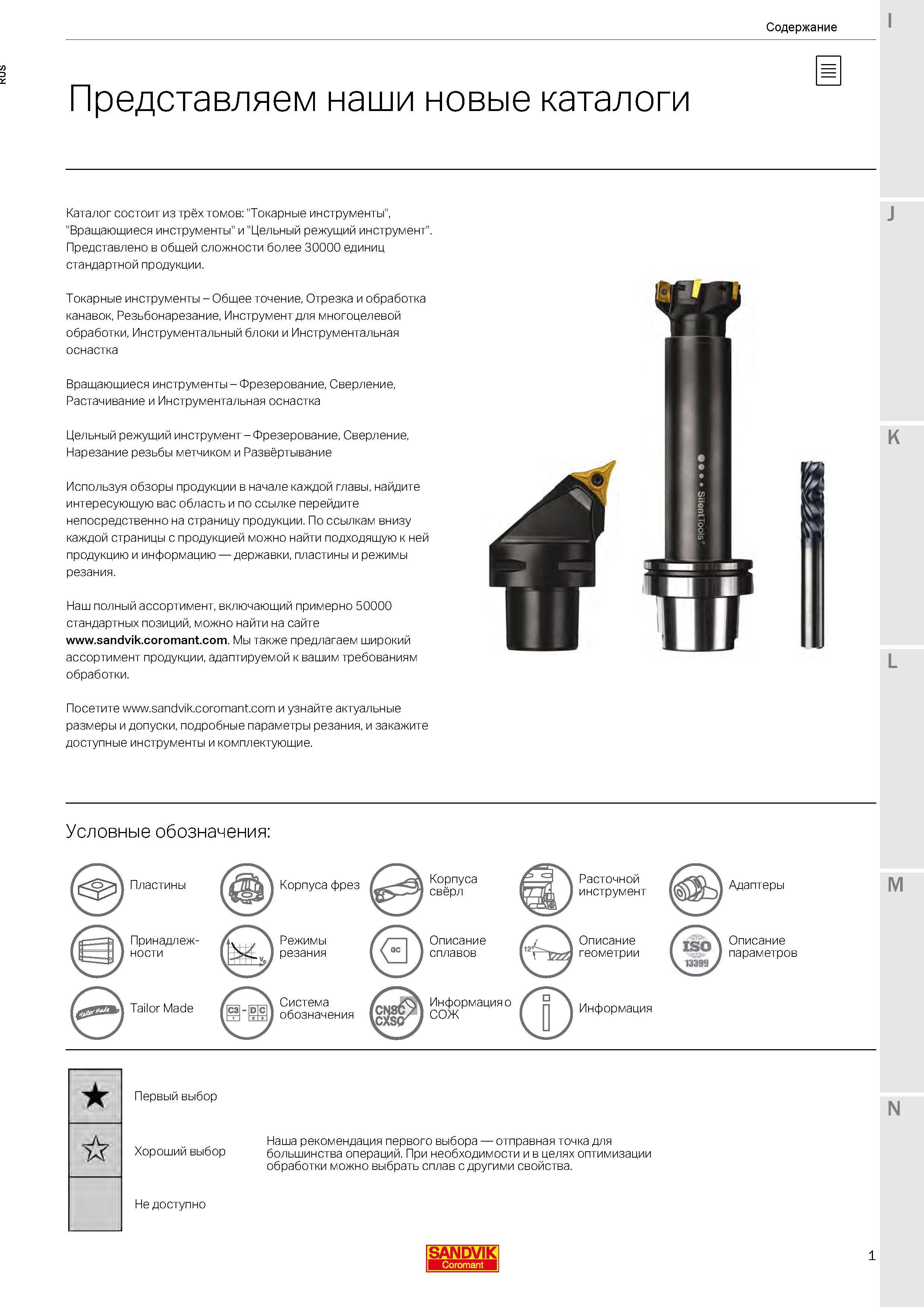 3 Sandvik каталог 2020 на русском языке состоит из трёх отдельных томов Вращающийся инструмент и оснастка Инструмент токарный Цельный режущий инструмент Каталог SANDVIK COROMANT 2020 Фрезы и сверла с СМП Расточной инструмент Принадлежности и оснастка для станков Стр. 1