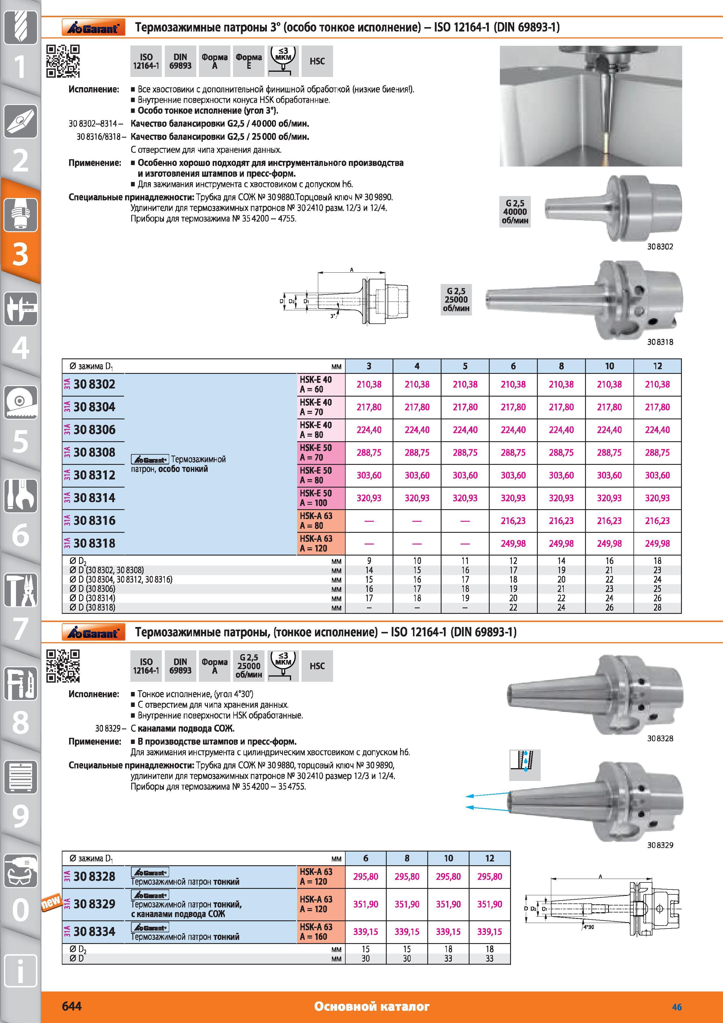 644 Термозажимные патроны (особо тонкое исполнение) от Hoffmann Group ISO 12164-1 (DIN 69893-1) ISO 12164-1 DIN 69893 Форма A Форма E HSC Все хвостовики с Каталог HOFFMANN GROUP 2015 № 46 на русском Инструмент Оборудование Инвентарь Комплексные технологические решения и поставки Стр. 644