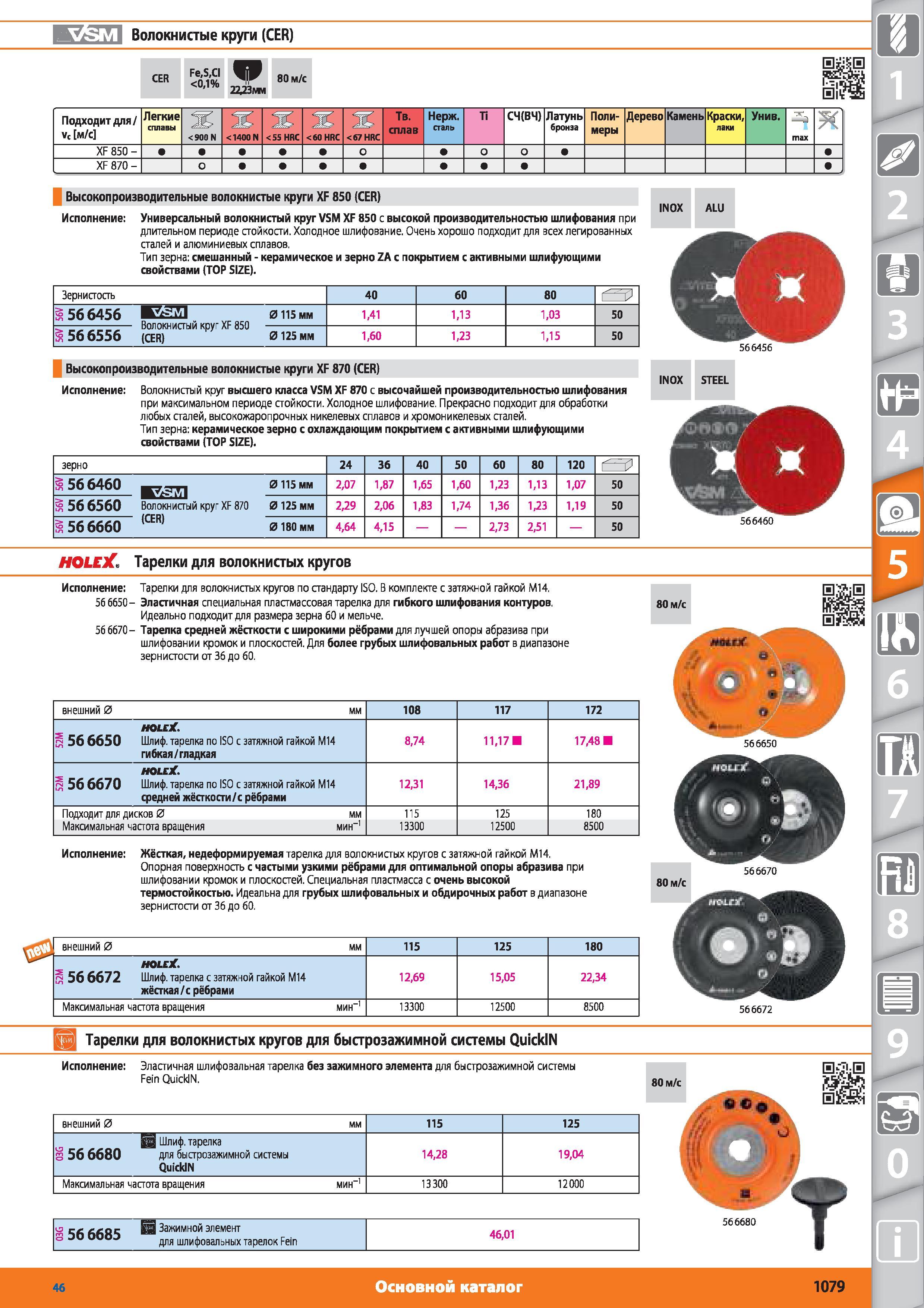 1079 Волокнистые круги от Hoffmann Group (CER) CER Fe S CI 01% 223VM 80 м/с Подходит для Vc м/с Легкие сплавы 900 N 1400 N 55 HRC 60 HRC 67 HRC Твердый спл Каталог HOFFMANN GROUP 2015 № 46 на русском Инструмент Оборудование Инвентарь Комплексные технологические решения и поставки Стр. 1079