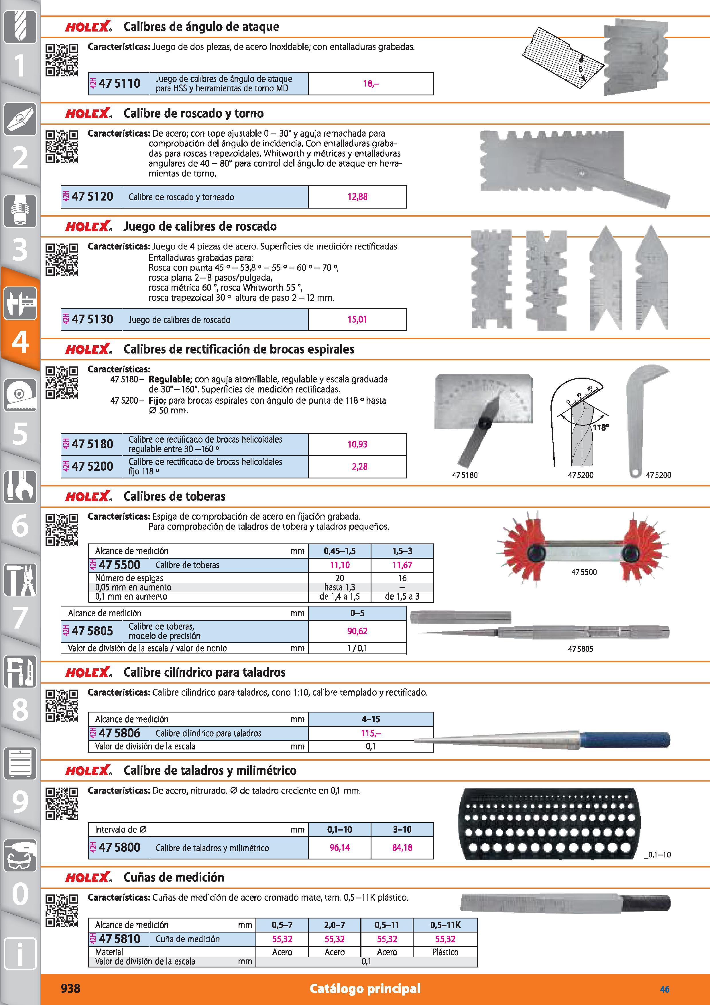 938 m 1 HOLEX Calibres de ángulo de ataque 0 Características: Juego de dos piezas, de acero inoxidable; con entalladuras grabadas S 47 S110 Jue9° de Каталог HOFFMANN GROUP 2015 Инструмент режущий слесарный измерительный абразивный Оборудование Комплексные поставки для промышленных предприятий Стр. 938 SPA