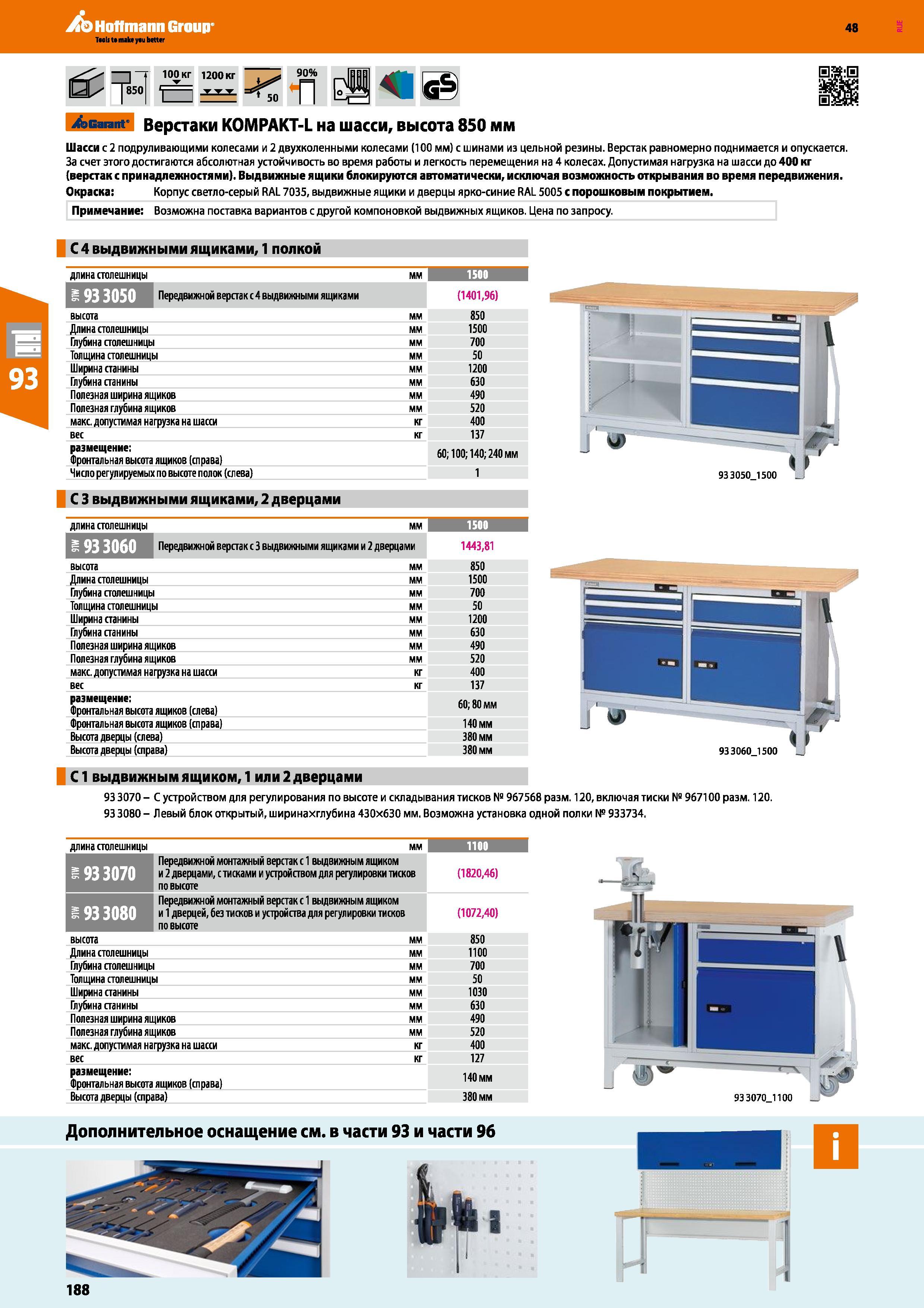 188 Hoffmann Group 48 100 кг 1200 кг 50 90% п Garant Верстаки KOMPAKT-L на шасси, высота 850 мм Шасси с 2 подруливающими колесами и 2 двухколенными к Каталог HOFFMANN GROUP 2017 Мебель производственная Промышленные системы хранения Рабочие места Верстаки Автоматизированные шкафы Складское оборудование Стр. 188