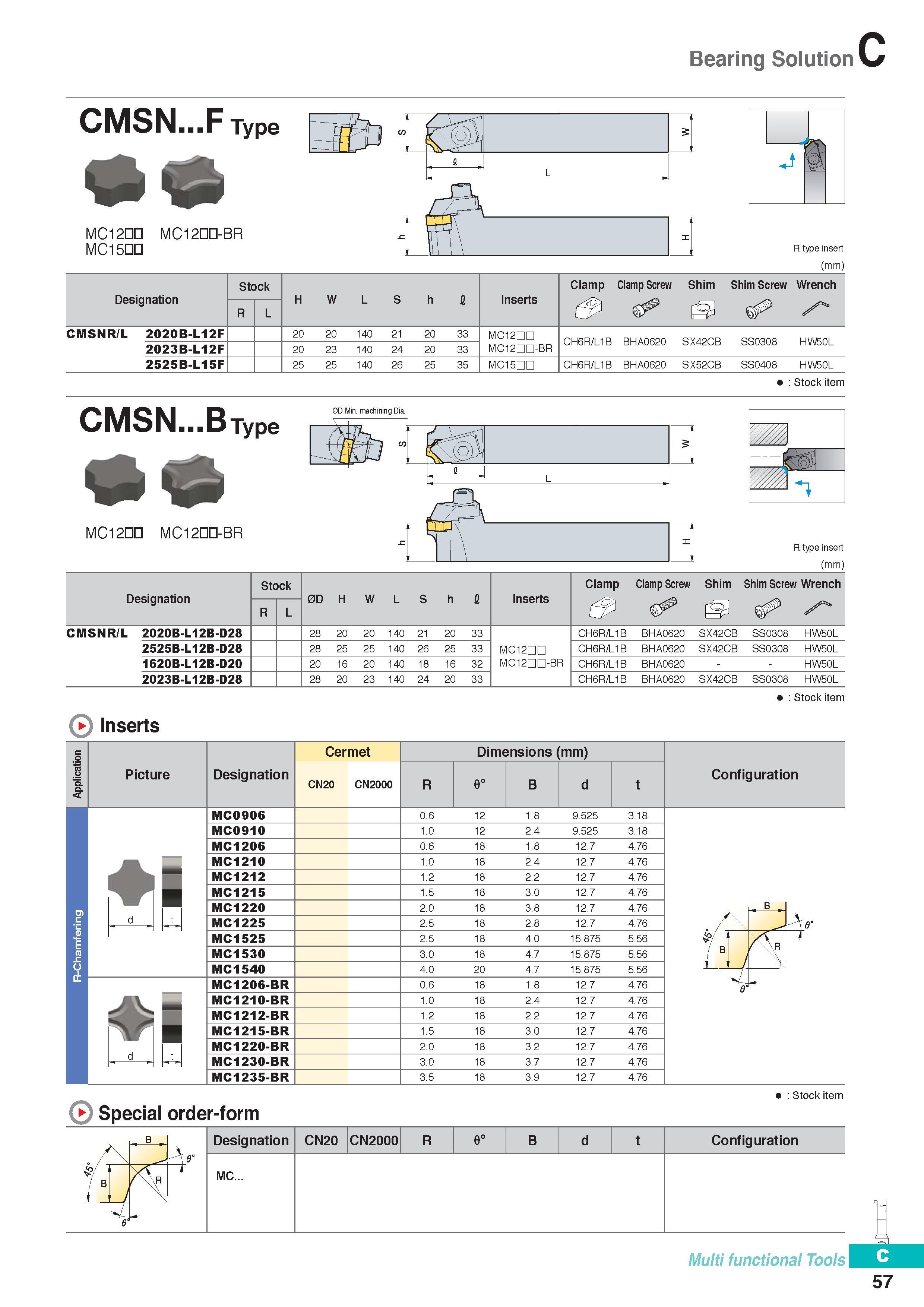 316 Bearing Solution CMSN F Type h to f J -J ( i r i a L MC12DQ MC12DQ-BR MC15DQ 1 j X 1 R type insert (mm) Designation Stock H W L S h I Inserts Clamp Clamp S Каталог KORLOY 2016 Металлорежущий инструмент для точения фрезерования сверления и инструментальная станочная оснастка для металлообрабатывающих станков Стр. C57